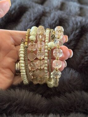 Silpada Gold and Clear Multi-Strand Beaded Bracelet